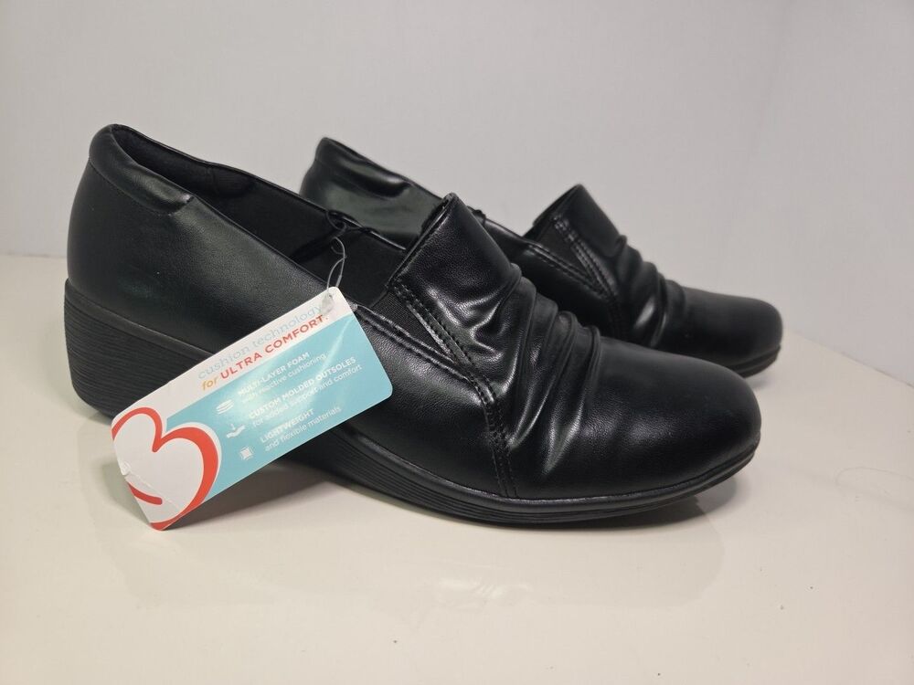Beartraps black loafers Wedge Heel Comfortable Work Shoes For Office Sz 8M NWT
